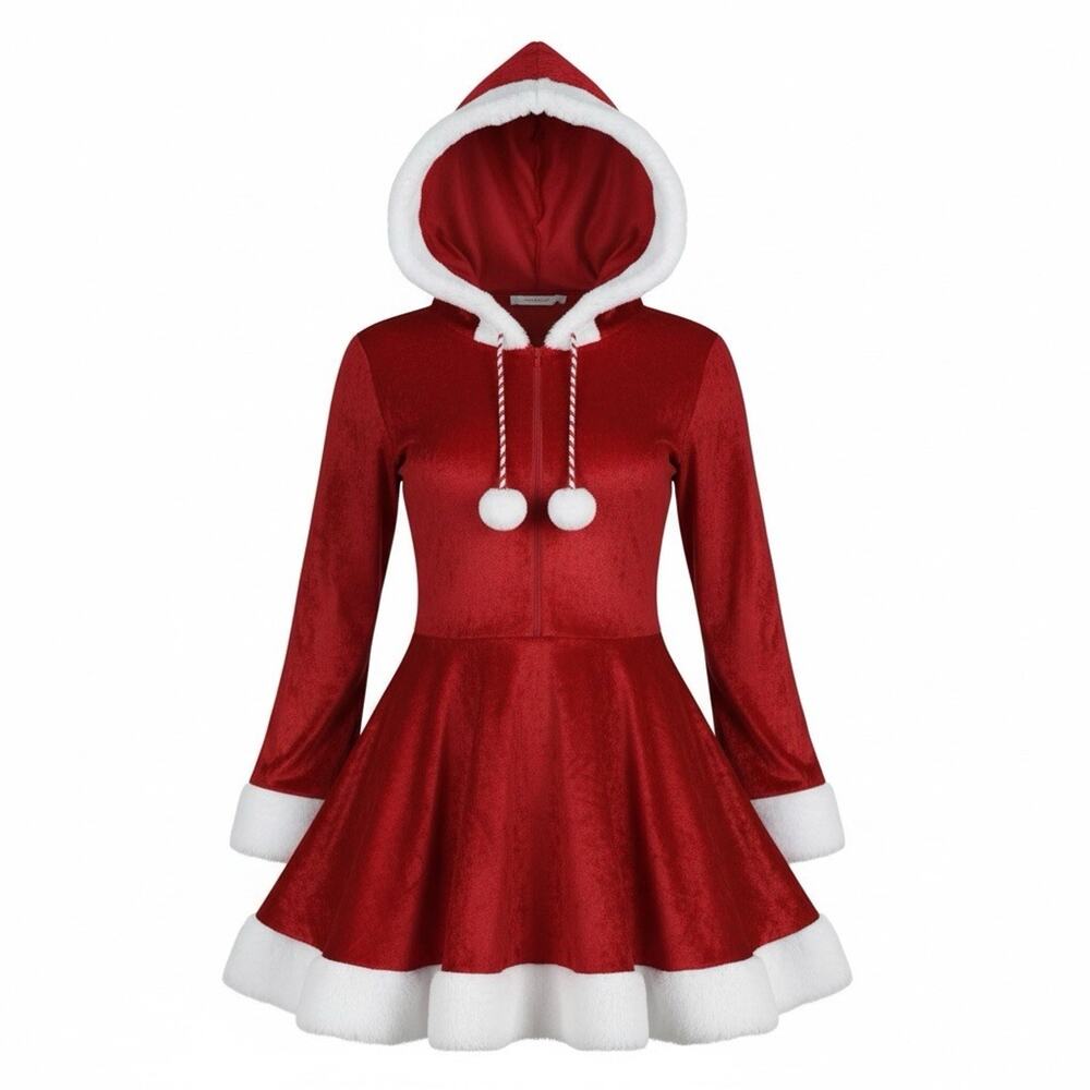 Adult Women’s Sexy Mrs. Claus Costume Velour & Faux Fur. Size Large (10-12)